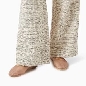 STAUD Alba Mesh Ballet Flats Beige Neutral Almond Toe Leather Sole Size 37 7 New